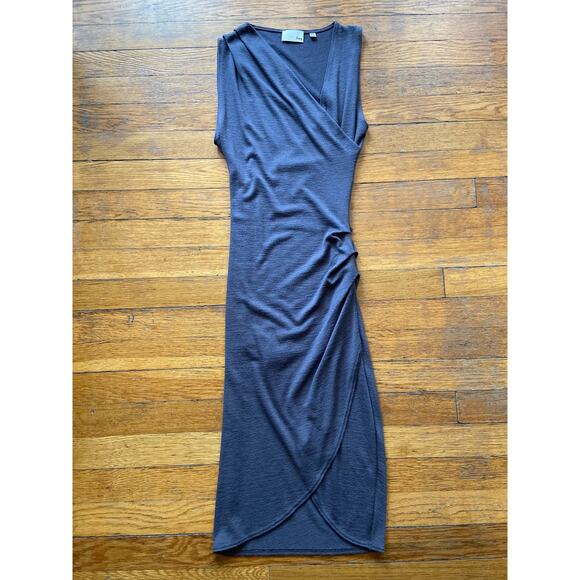ARITZIA: WILFRED FREE Gray Knit Faux Wrap Dress sz XXS - Picture 5 of 11